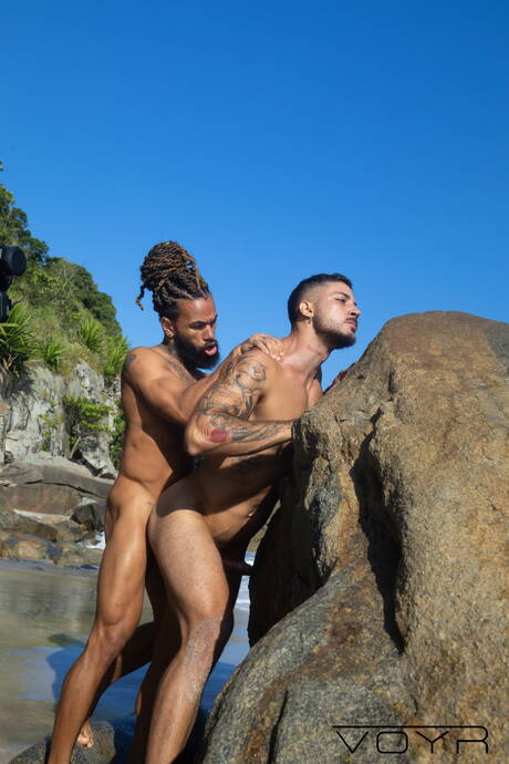 Andy, Jordan, Rocky Unleashed, Jonatas, Markin in hot suck and fuck scene on beach