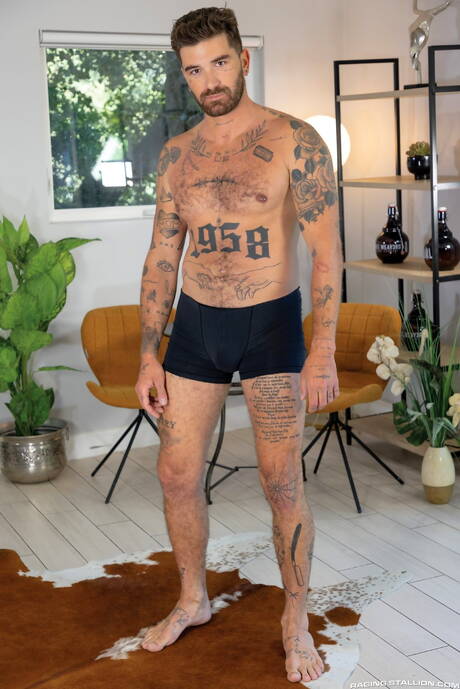 French superstud Chris Damned and american strong bull Bruce Jones posing naked and showing hot butt