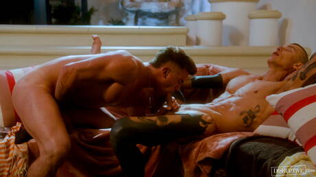 Hot american boys beefy Hoss Kado and beefcake Trevor Brooks in hot anal sex in bathroom