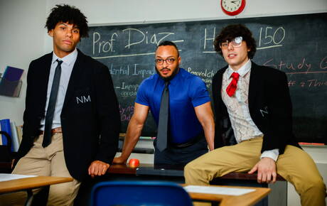 Noir Male: Sexy boys Dillon Diaz, Asher Day and Tony Genius in interracial groupsex