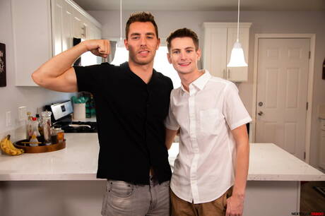 Two american boys superstud Carter Woods and pretty boy Trevor Harris posing nude and showing tight ass