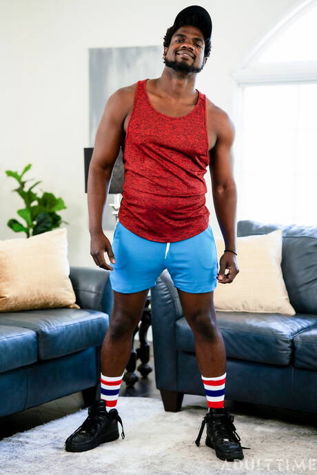 Pretty american boys hunky guy Devin Trez and hunky guy Damien White in black on white love