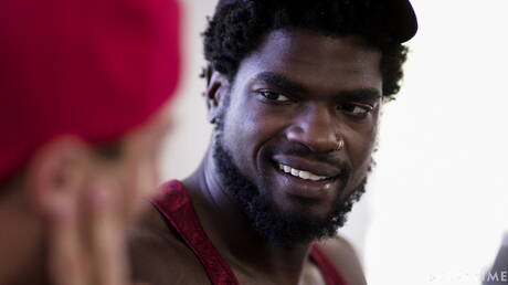 Pretty american boys hunky guy Devin Trez and hunky guy Damien White in black on white love