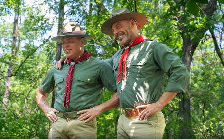 Scout Boys: Ace, Serg, Tyler, Zack fucking each other outside