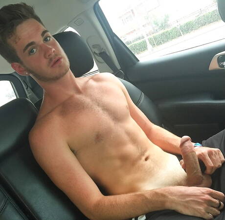 Hunk Benji Banks jack off his cock outdoor