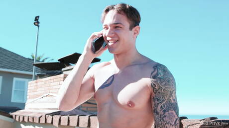 Hot americans, beautiful boy Jayden Marcos and muscular Davin Strong in hard anal sex outdoor