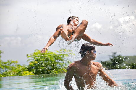 Jack Harrer, Kevin Warhol, Andre, Adam Archuleta in gangbang scene in bathroom