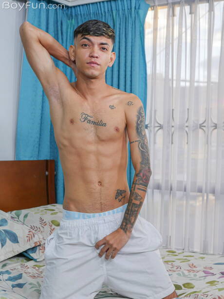 Latino beautiful boy Slim Rich posing nude and showing his butt