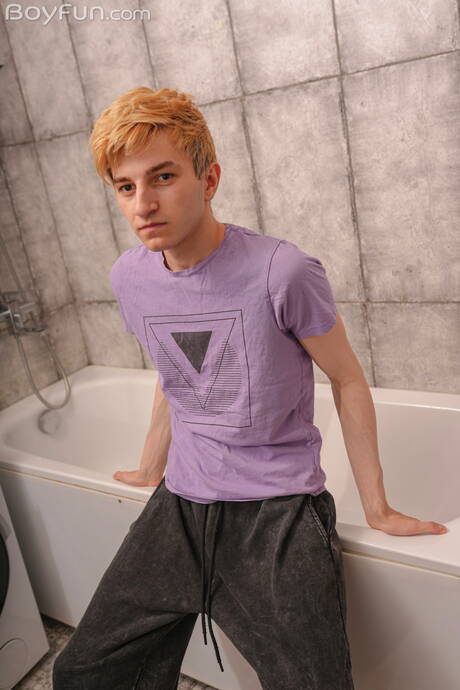 Russian twink Alpan Stone undressing and showing tight ass in shower