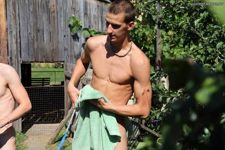 Hot guy Jakob Rowen and hot stud Jason Kody sucking and fucking each other outdoor