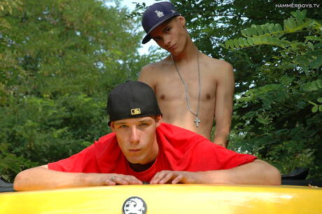 El joven Andrei Karenin y el joven Peter Muller hacen el amor al aire libre.