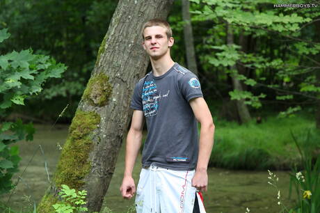 Young dude Denis Surovcik shows a perfect body outside