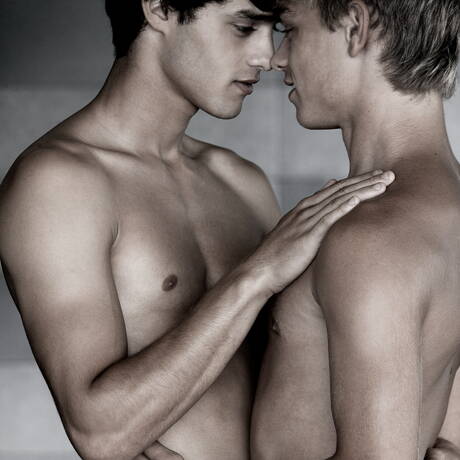 Czech hunk Andre Boleyn and polish young Jaco Van Sant posing naked and showing nice butt