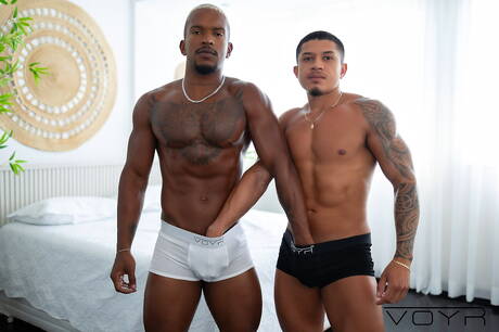 Il bellissimo ragazzo Caio Rodrigues e il ragazzo sexy Gui Souza si spogliano e mostrano il loro sedere stretto