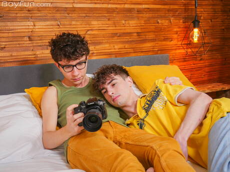 Twink Cassian Wesley and hot twink Kai Danvers fuck ass after blowjob outdoor