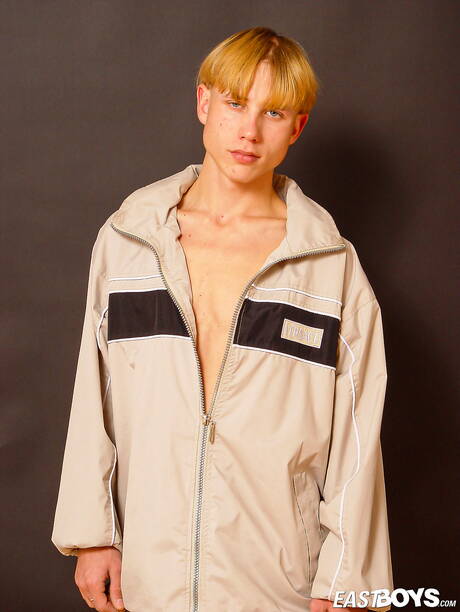 Young boy Julian playing with cock