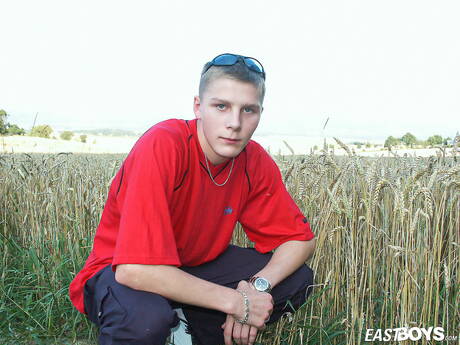 Young dude Milovan undressing and showing tight ass outdoor