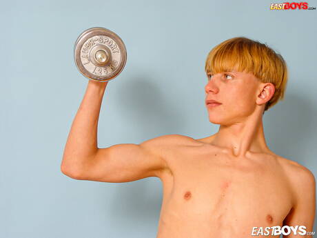 Young boy Julian shows a perfect body