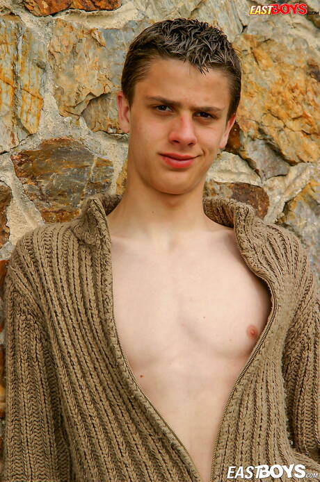 Young boy Eliah get naked and showing tight ass outside