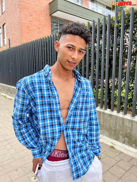 ラテン系の雄牛マーカス・ブラウンが屋外で完璧な体を披露