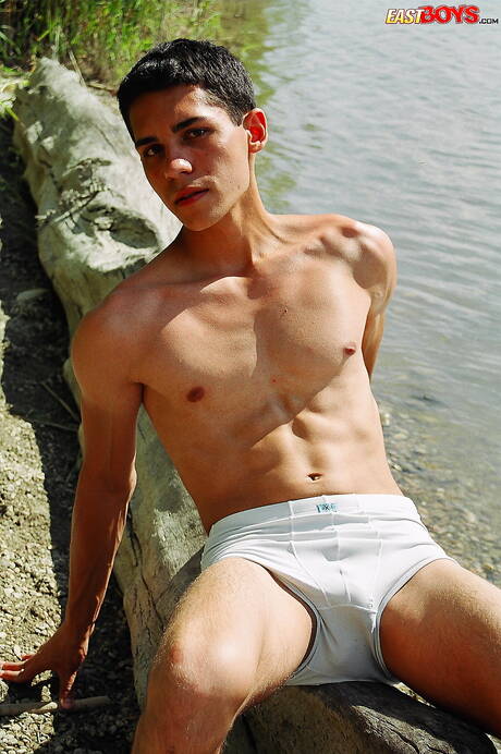 Beautiful boy Peter posing nude and showing tight butt after beach walking