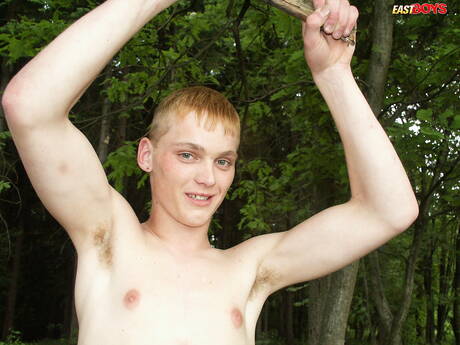 Young Johan jerk off his cock outside