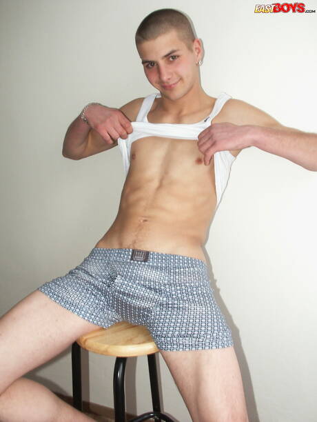 Young boy Janek posing naked and showing nice ass