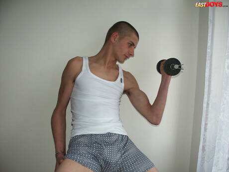 Young boy Janek posing naked and showing nice ass