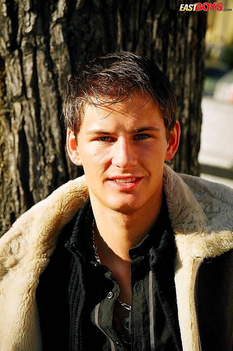 Beautiful boy Guy jerk off his cock outdoor