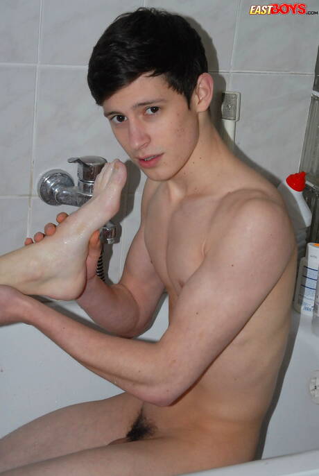 East Boys: Young dude Antonio Palmer sucking cock in bathroom