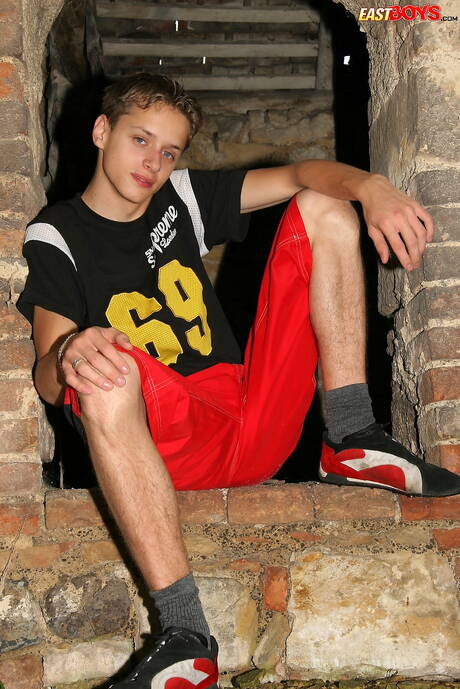 Beautiful boy Daniel posing naked at pool