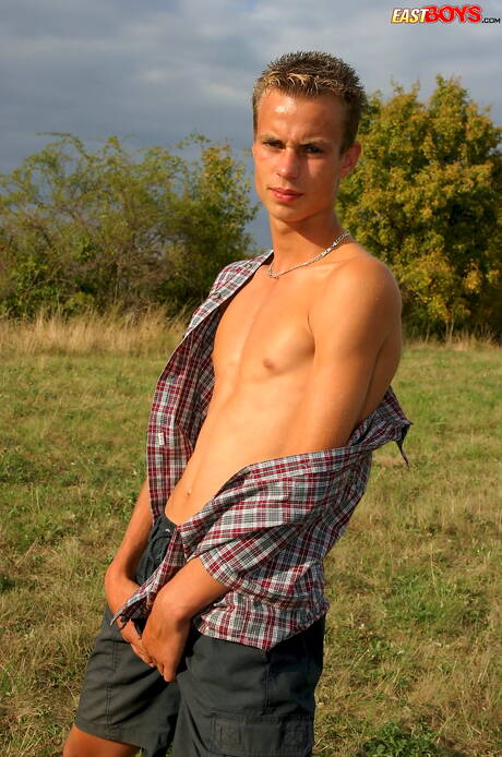 Young boy Andrew Schmidt jerk off outdoor