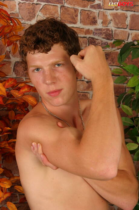 Hot twink Gavril masturbating outdoor