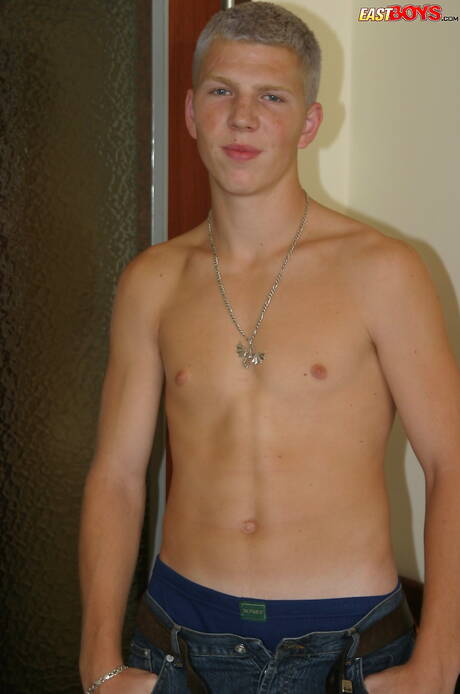 Beautiful boy Gavril playing with cock in shower