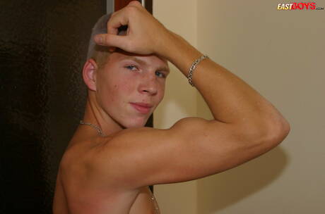 Beautiful boy Gavril playing with cock in shower