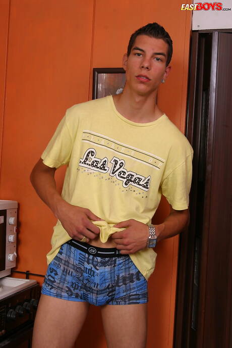 East Boys: Young dude Donny shows a perfect body in kitchen